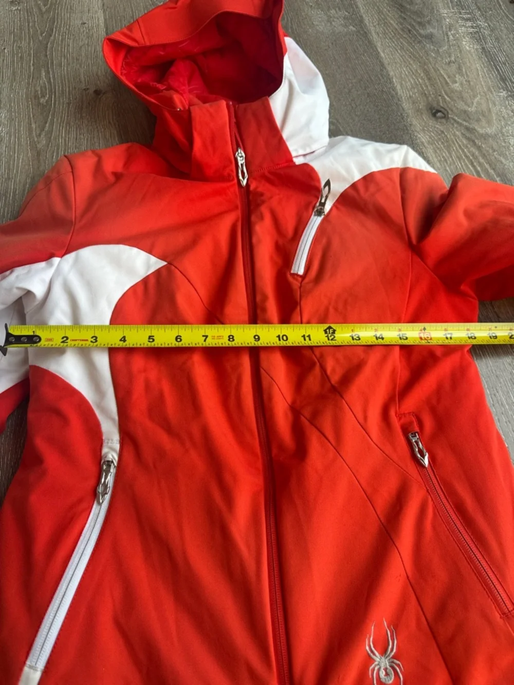 Spyder Red and White Kids Hooded Puffer Jacket - Picture 6 of 7